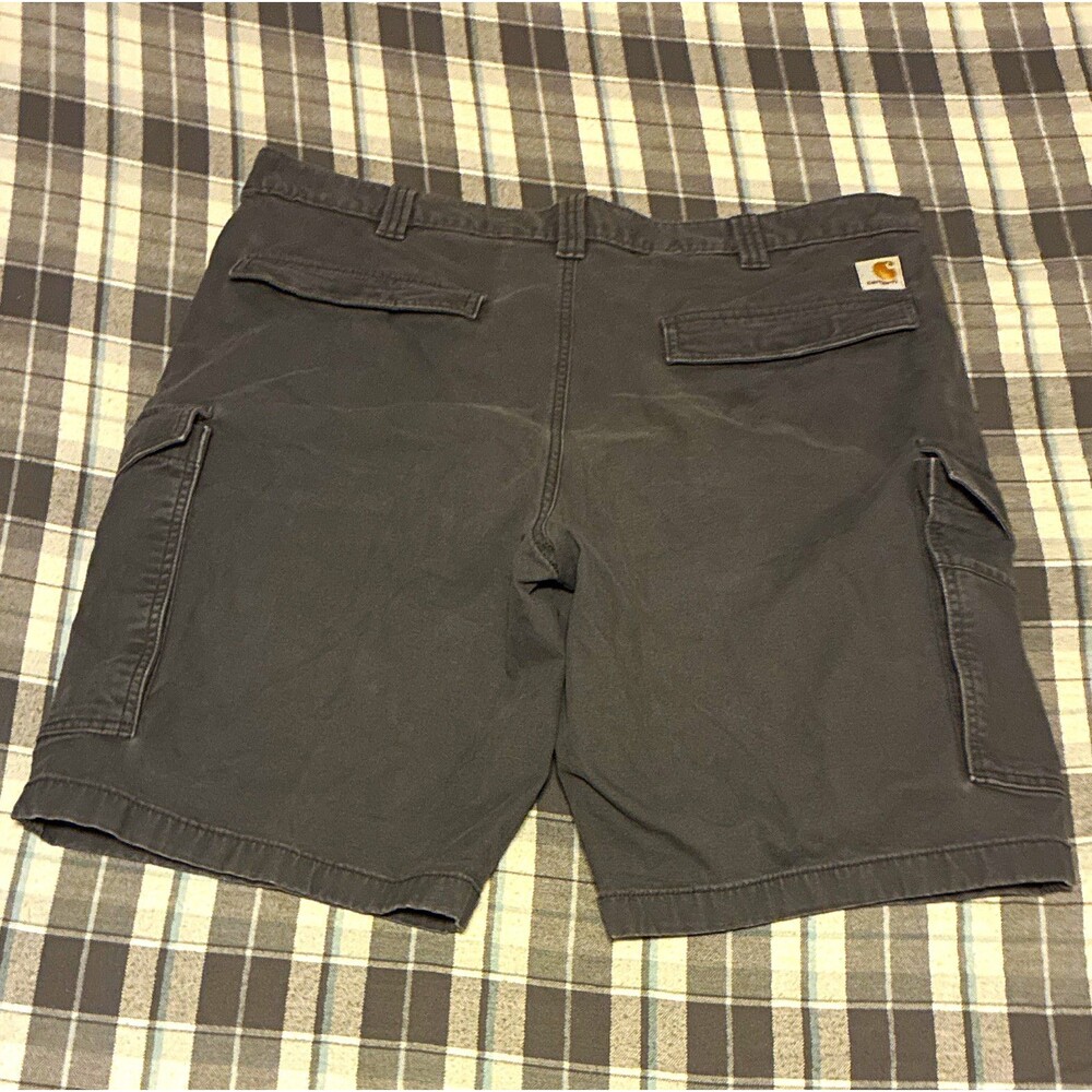 Carhartt Rugged Flex Gray Canvas Cargo Shorts Relaxed Fit Stretch Pockets